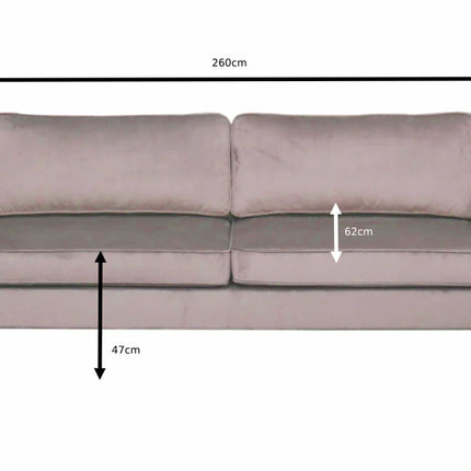 Zitbank grijs velvet 260cm Alba