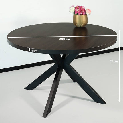 Eettafel Sanne rond 120cm donker walnoot melamine