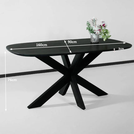Eettafel Austin deens ovaal 160cm zwart mangohout