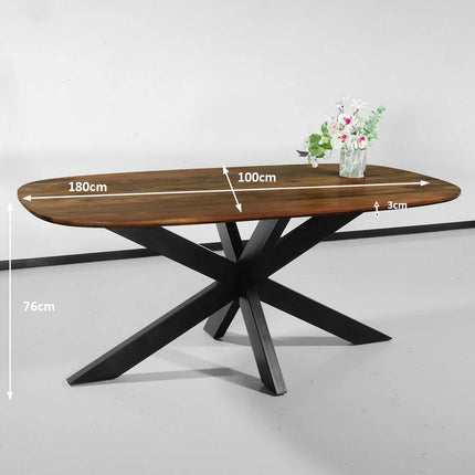 Eettafel Austin deens ovaal 180cm bruin mangohout