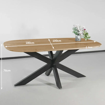 Eettafel Austin deens ovaal 180cm lichtbruin mangohout