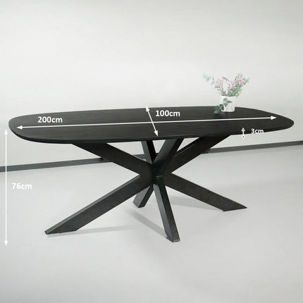 Eettafel Austin deens ovaal 200cm zwart mangohout
