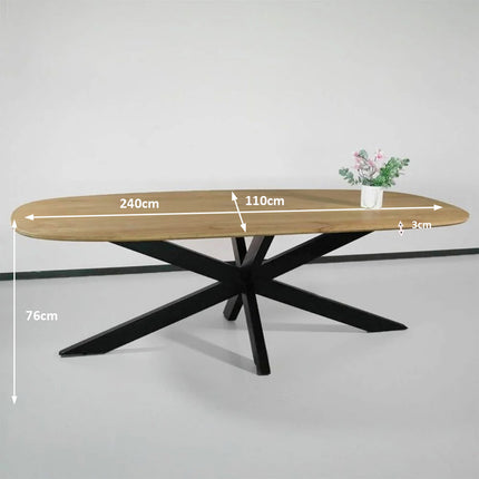 Eettafel Austin deens ovaal 240cm lichtbruin mangohout