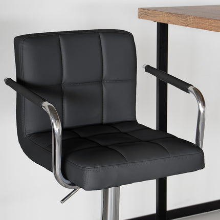 SET DEAL 2 stuks: Barkruk Anel met armleuning zwart kunstleder