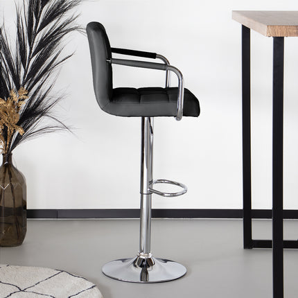 SET DEAL 2 stuks: Barkruk Anel met armleuning zwart kunstleder