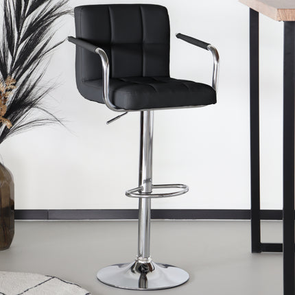SET DEAL 2 stuks: Barkruk Anel met armleuning zwart kunstleder