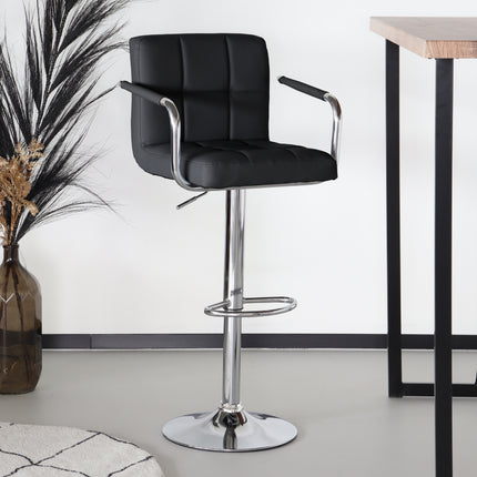 SET DEAL 2 stuks: Barkruk Anel met armleuning zwart kunstleder