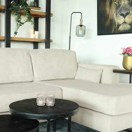 Hoekbank Darsiono beige velvet 280cm links en rechts
