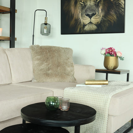 Hoekbank Darsiono beige velvet 280cm links en rechts