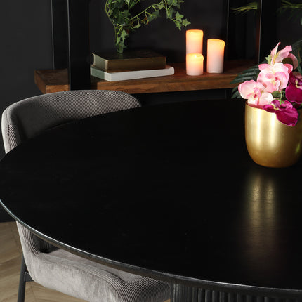Eettafel Japandi Rover rond 130cm zwart mangohout
