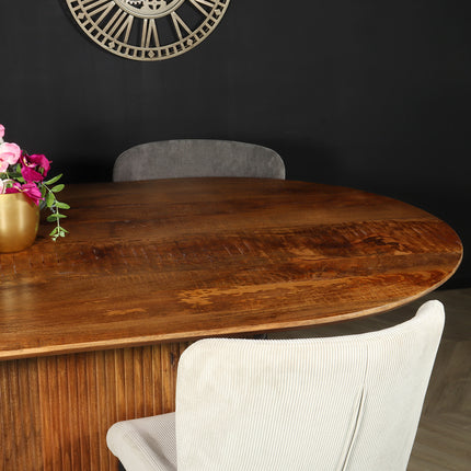 Eettafel Japandi Fender deens ovaal 200cm bruin mangohout