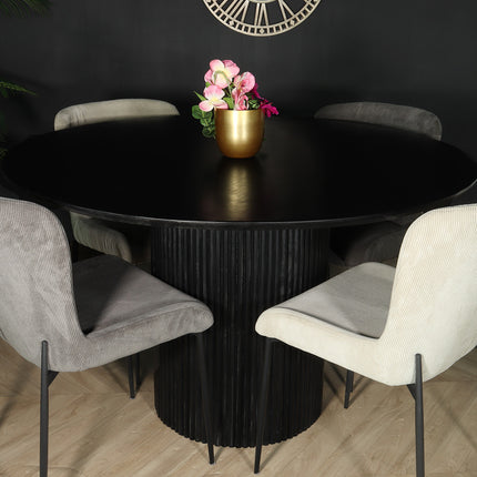 Eettafel Japandi Rover rond 130cm zwart mangohout