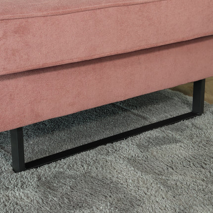 Hoekbank Puckerto roze velvet 290cm rechts