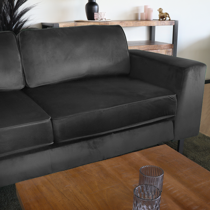 Hoekbank Puckerto antraciet velvet 290cm links
