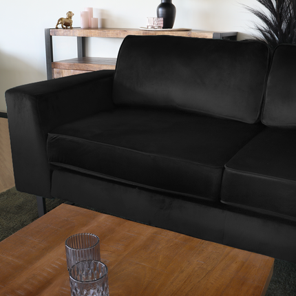 Hoekbank Puckerto zwart velvet 290cm rechts