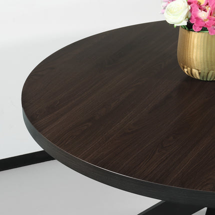 Eettafel Sanne rond 120cm donker walnoot melamine