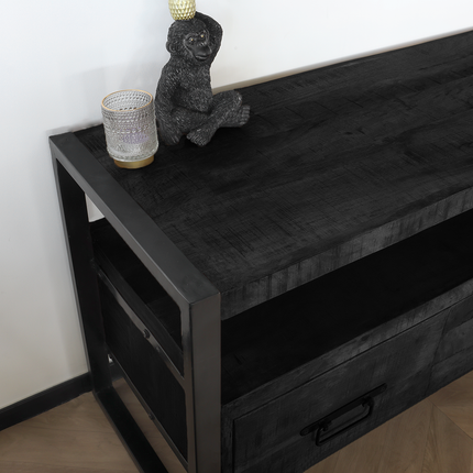 Tv meubel zwart mangohout 180cm Ilse
