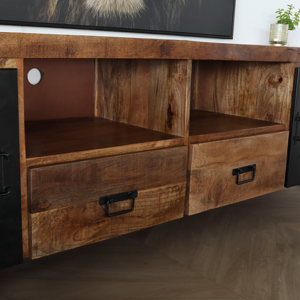 Tv meubel bruin mangohout 200cm Nova