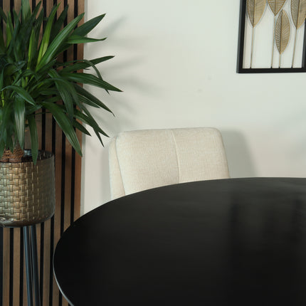 Eettafel Japandi organisch Demi rond 130cm zwart mangohout