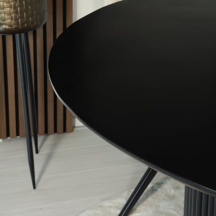 Eettafel Japandi organisch Demi rond 130cm zwart mangohout