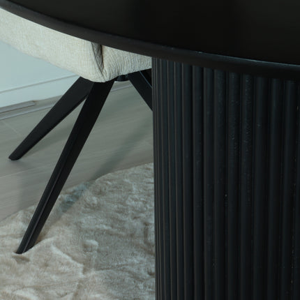 Eettafel Japandi organisch Demi rond 130cm zwart mangohout