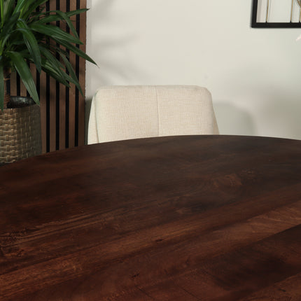 Eettafel Jones rond 130cm walnoot mangohout