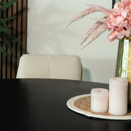 Eettafel Japandi organisch Demi rond 130cm zwart mangohout
