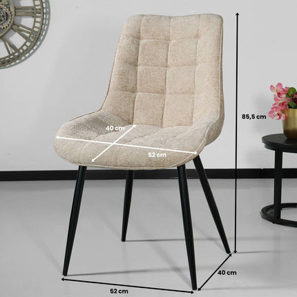 SET DEAL: 6 Eetkamerstoelen beige chenille de Vince