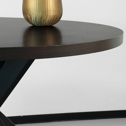 Eettafel Sanne rond 120cm donker walnoot melamine