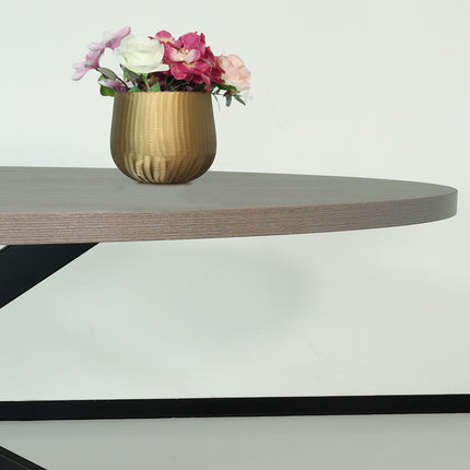 Eettafel Tommy ovaal 240cm grijs melamine
