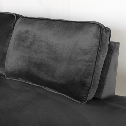 Hoekbank Puckerto antraciet velvet 290cm links