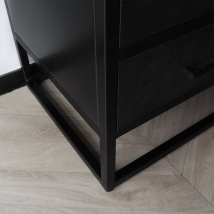 Visgraat kast zwart mangohout 200cm Bassie