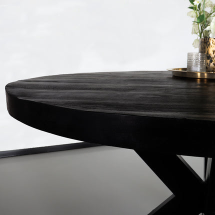 Eettafel Jones rond 130cm zwart mangohout