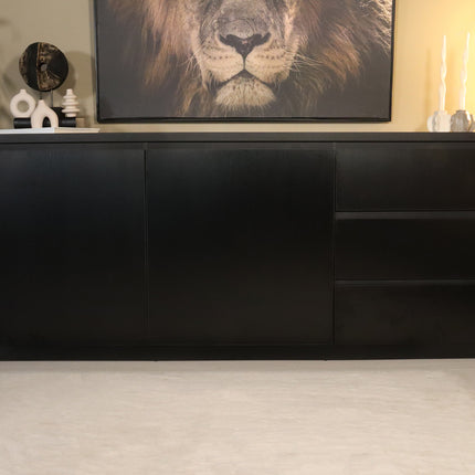 Dressoir melamine zwart 200cm Cassie
