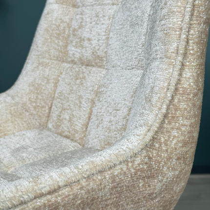 SET DEAL: 6 Eetkamerstoelen beige chenille de Vince