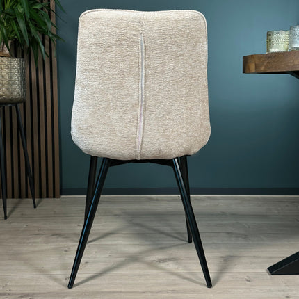 SET DEAL: 6 Eetkamerstoelen beige chenille de Vince