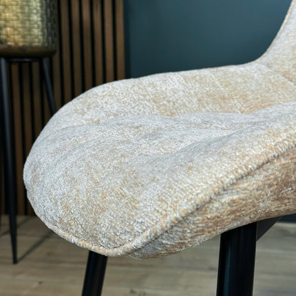 SET DEAL: 6 Eetkamerstoelen beige chenille de Vince