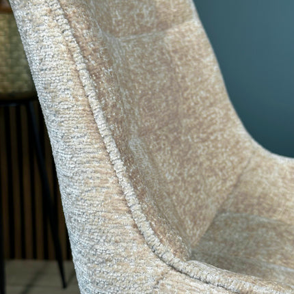 SET DEAL: 6 Eetkamerstoelen beige chenille de Vince