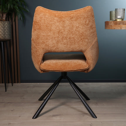 SET DEAL: 6 Eetkamerstoelen draaibaar cognac stof Kevin