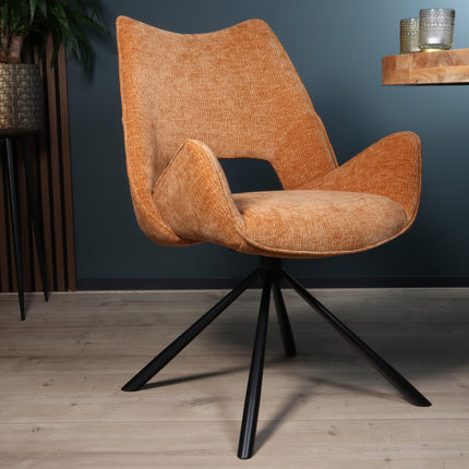 SET DEAL: 6 Eetkamerstoelen draaibaar cognac stof Kevin