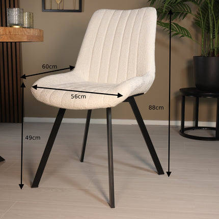 SET DEAL: 4 Eetkamerstoelen wit chenille Susta