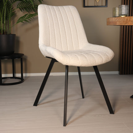 SET DEAL: 4 Eetkamerstoelen wit chenille Susta