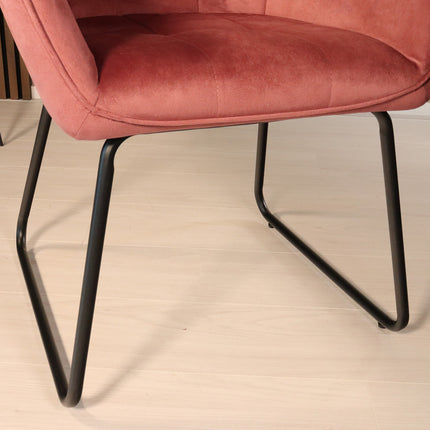SET DEAL 4 stuks: Eetkamerstoel roze velvet Mae