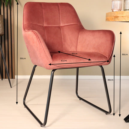 SET DEAL 4 stuks: Eetkamerstoel roze velvet Mae