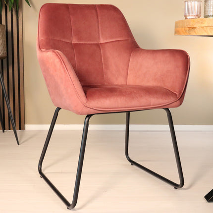 SET DEAL 4 stuks: Eetkamerstoel roze velvet Mae