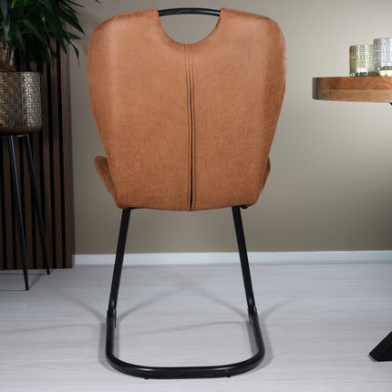 SET DEAL: 6 Eetkamerstoelen cognac microvezel Yara