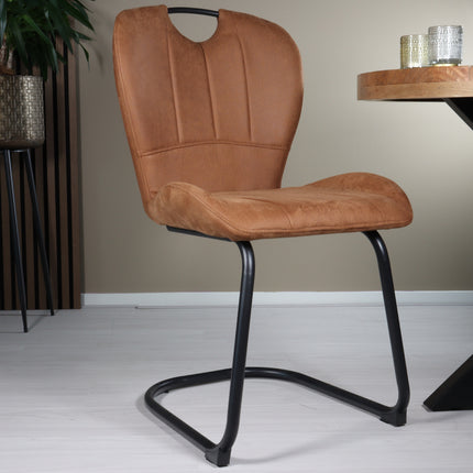 SET DEAL: 6 Eetkamerstoelen cognac microvezel Yara