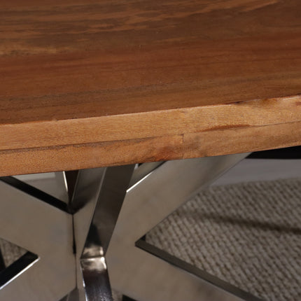 Eettafel Lucas ovaal 180cm bruin met zilver mangohout
