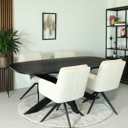 Eettafel Austin deens ovaal 180cm zwart mangohout