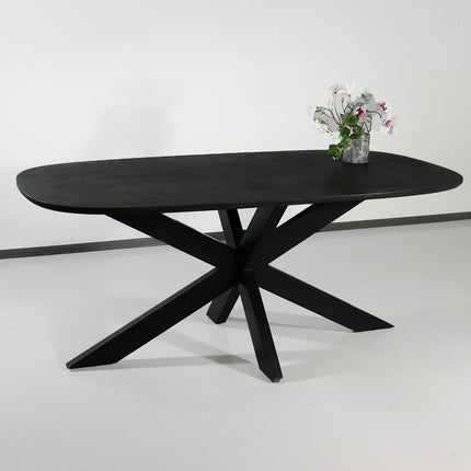 Eettafel Austin deens ovaal 180cm zwart mangohout